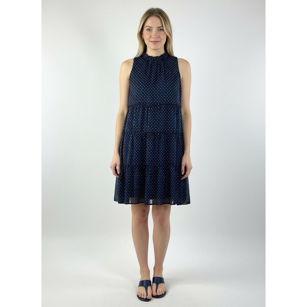 Sara Michelle Halter polka dot dress Navy size M (Pre-Loved)